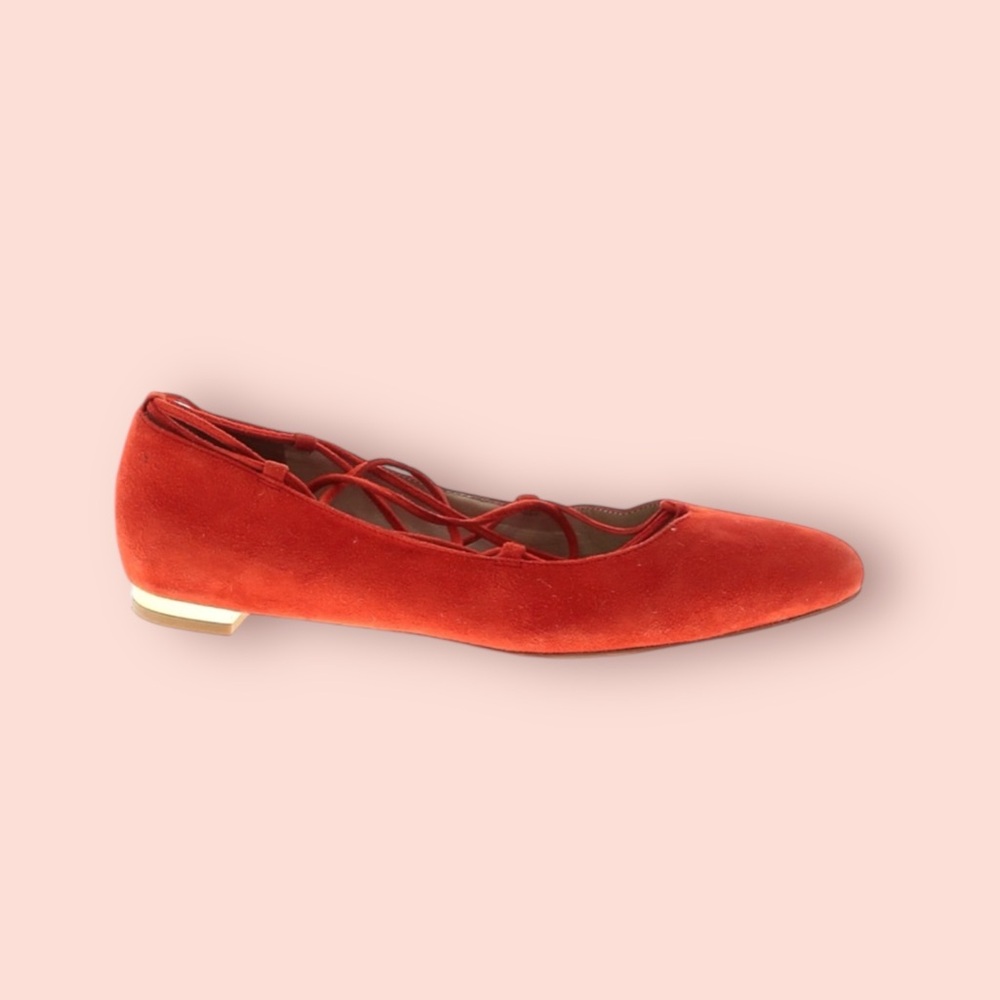 KAREN MILLEN Orange Suede Ballerina Flats 39 8